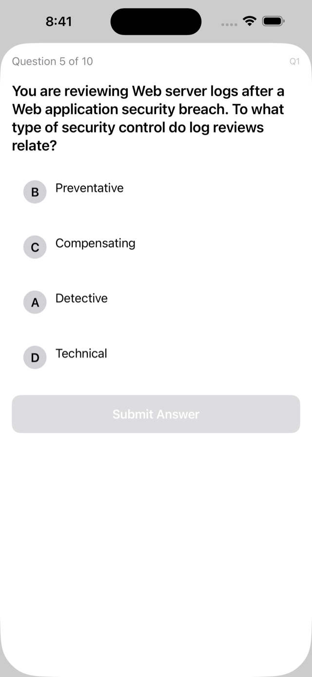 Question explanation screen with detailed answer rationale